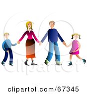 Royalty Free RF Clipart Illustration Of A Happy Family Of Four Holding Hands And Standing by Prawny