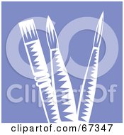 Royalty Free RF Clipart Illustration Of White Paint Brushes On Purple