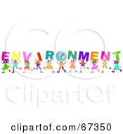 Royalty Free RF Clipart Illustration Of Children Carrying ENVIRONMENTAL Text
