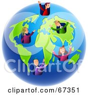 Royalty Free RF Clipart Illustration Of Happy Dwellers On Earth