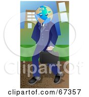 Royalty Free RF Clipart Illustration Of A Global Businessman Carrying A Briefcase
