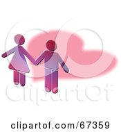 Royalty Free RF Clipart Illustration Of A Purple Couple Holding Hands With A Heart Shadow