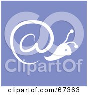 Poster, Art Print Of White Arobase At Symbol Snail On Purple