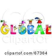Poster, Art Print Of Children With Global Text