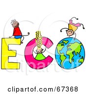 Poster, Art Print Of Children With Eco Text