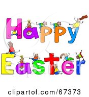 Poster, Art Print Of Children With Happy Easter Text