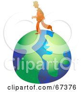 Royalty Free RF Clipart Illustration Of A Globe Trotter Man On Top Of Earth