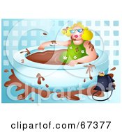 Poster, Art Print Of Blond Lady Soaking In A Chocolate Bath