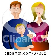 Poster, Art Print Of Posing Family Of Three