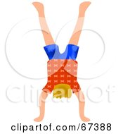Royalty Free RF Clipart Illustration Of A Little Boy Doing A Handstand by Prawny