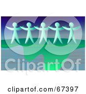 Royalty Free RF Clipart Illustration Of A Row Of People Standing Over Waves Of Binary Lines On Green And Blue