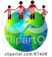 Royalty Free RF Clipart Illustration Of A Red Family On Top Of A Globe