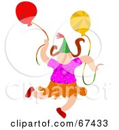 Royalty Free RF Clipart Illustration Of A Little Girl At A Party With Balloons