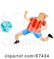 Royalty Free RF Clipart Illustration Of A Little Faceless Boy Playing Soccer