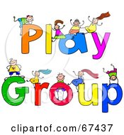 Royalty Free RF Clipart Illustration Of Children With PLAY GROUP Text