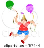 Royalty Free RF Clipart Illustration Of A Little Boy At A Party With Balloons