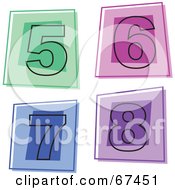 Poster, Art Print Of Digital Collage Of Square Number Icons 5 Through 8