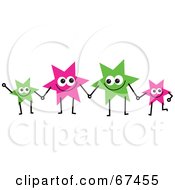 Royalty Free RF Clipart Illustration Of A Team Of Colorful Stars Holding Hands Version 4
