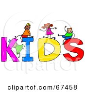 Royalty Free RF Clipart Illustration Of Children With KIDS Text