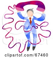 Royalty Free RF Clipart Illustration Of A Businessman Tangled In A Phone Cable
