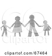 Royalty Free RF Clipart Illustration Of A Paper People Family Holding Hands Version 1