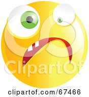 Poster, Art Print Of Yellow Nervous Emoticon Face - Version 2