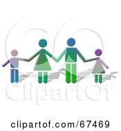 Poster, Art Print Of Gradient Family Of Four Holding Hands