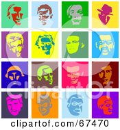 Poster, Art Print Of Digital Collage Of Colorful Male Face Tiles