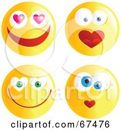 Royalty Free RF Clipart Illustration Of A Digital Collage Of Amorous Yellow Emoticon Faces