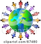 Royalty Free RF Clipart Illustration Of Colorful Men And Women Standing Around The Globe