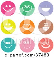 Royalty Free RF Clipart Illustration Of A Digital Collage Of Colorful Round Smiley Face Buttons Version 1