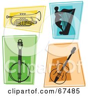 Digital Collage Of Colorful Musical Instrument Squares