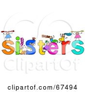 Royalty Free RF Clipart Illustration Of Children With SISTERS Text by Prawny