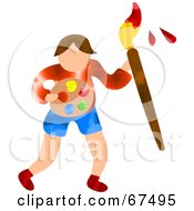 Royalty Free RF Clipart Illustration Of A Little Boy Painter by Prawny