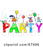 Poster, Art Print Of Children With Party Text