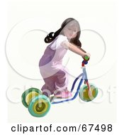 Poster, Art Print Of Little Girl Riding A Scooter