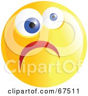 Poster, Art Print Of Yellow Nervous Emoticon Face - Version 3