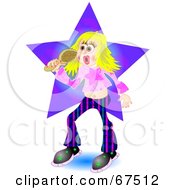Royalty Free RF Clipart Illustration Of A Blond Singing Female Pop Star by Prawny