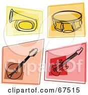 Poster, Art Print Of Digital Collage Of Colorful Music Instrument Squares