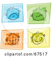 Royalty Free RF Clipart Illustration Of A Digital Collage Of Colorful Moody Face Buttons