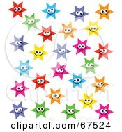 Royalty Free RF Clipart Illustration Of A Crowd Of Colorful Happy Stars
