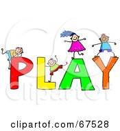 Royalty Free RF Clipart Illustration Of Children With PLAY Text