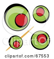 Poster, Art Print Of Background Of Green Olives On White