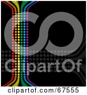 Poster, Art Print Of Black Background With Vertical Rainbow Dots And Horizontal Gray Dots