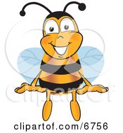 Bee Mascot Cartoon Character Sitting