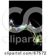 Royalty Free RF Clipart Illustration Of An Abstract Colorful Fractal Swoosh On Black
