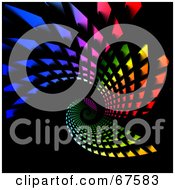 Royalty Free RF Clipart Illustration Of A Divided Rainbow Swirl On Black