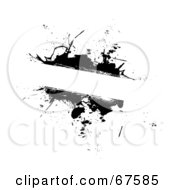 Royalty Free RF Clipart Illustration Of A Grungy Black Ink Splatter Text Box With Copyspace On White
