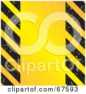 Poster, Art Print Of Grungy Yellow Background With Black Hazard Striped Sides