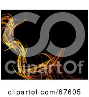 Royalty Free RF Clipart Illustration Of A Fiery Fractal Border On Black